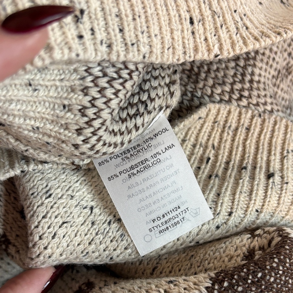 Altar’d State Cozy Cream and Brown Sweater with Boot Design - Picture 8 of 8